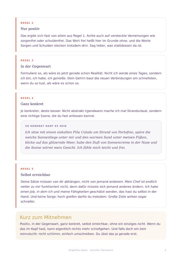 Workbook-Seite zur Zehn-Satz-Methode